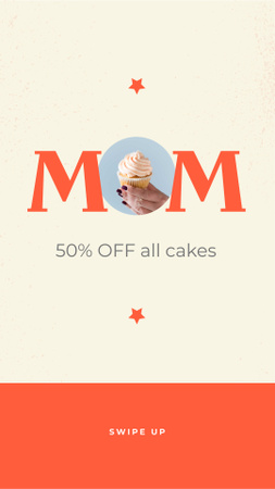 Delicious Cakes Offer on Mother's Day Instagram Story – шаблон для дизайну