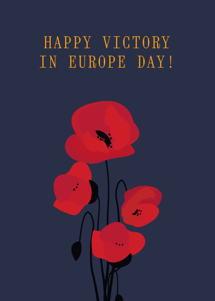 Victory and Europe Day Celebration Announcement Postcard 5x7in Vertical Πρότυπο σχεδίασης