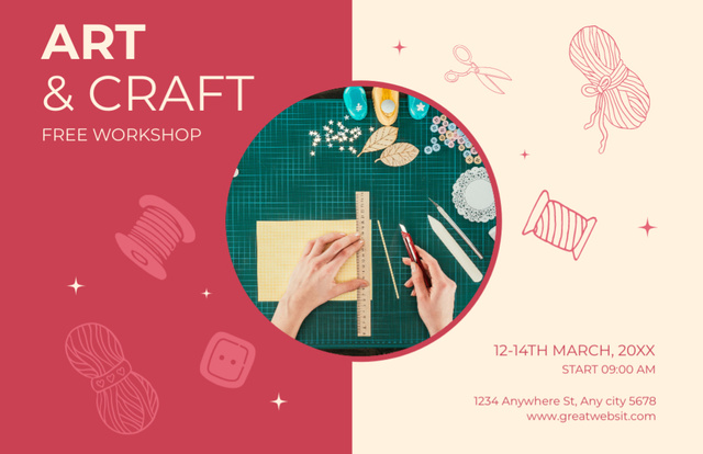Arts And Craft Class For Free Thank You Card 5.5x8.5inデザインテンプレート