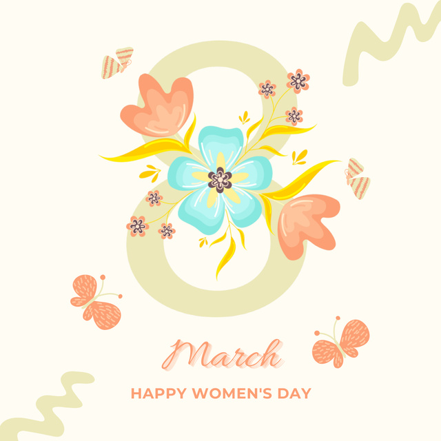 International Women's Day with Bright Flowers Instagram Πρότυπο σχεδίασης