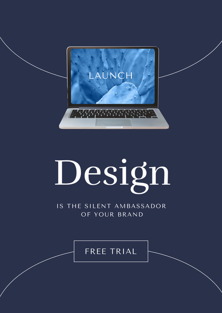 App Launch Announcement with Laptop Screen Poster Design Template