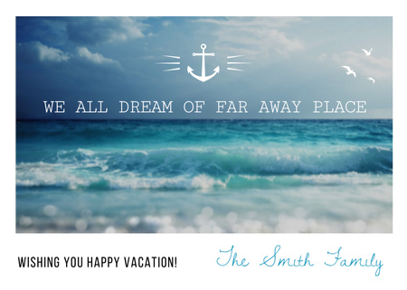 Motivational quote with Ocean Landscape Postcard 5x7in Design Template