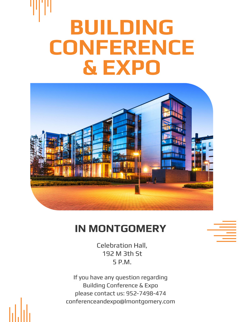 Informative Building Conference Announcement with Modern Houses Poster US Design Template