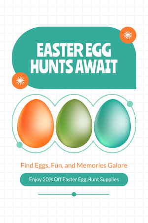 Plantilla de diseño de Anuncio de búsqueda de huevos de Pascua con huevos coloridos Pinterest 