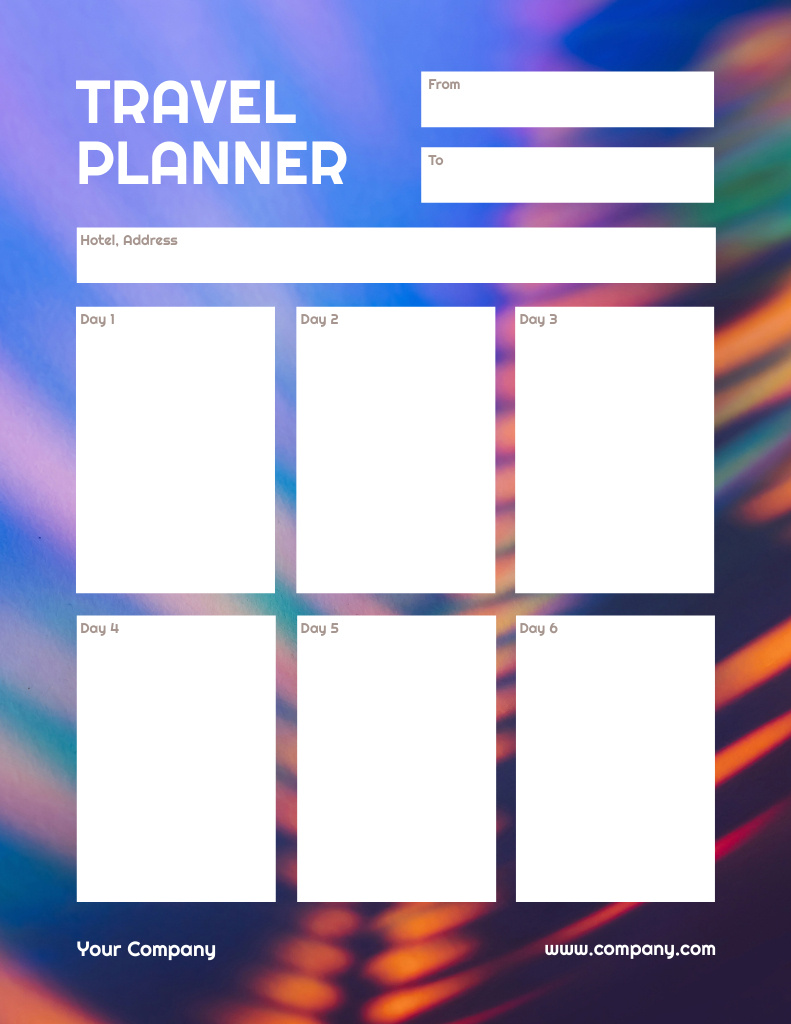 Bright Daily Travel Planner Notepad 8.5x11in Πρότυπο σχεδίασης