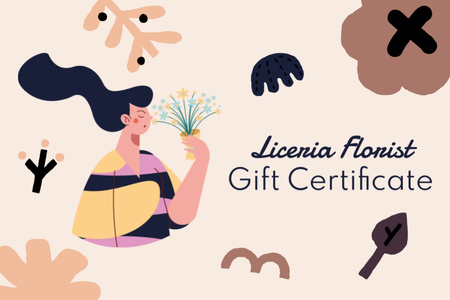 Çiçekçi Hizmetlerine Özel Kupon Gift Certificate Tasarım Şablonu