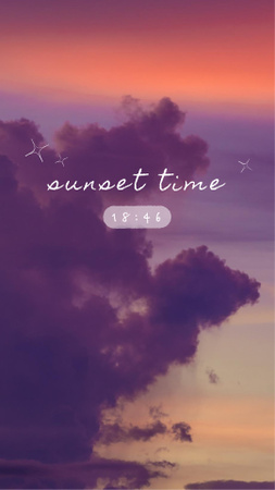 Sunset Time clock on purple Sky Instagram Video Story Design Template
