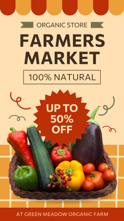 Farmářský trh s přírodní barevnou zeleninou Instagram Story Šablona návrhu