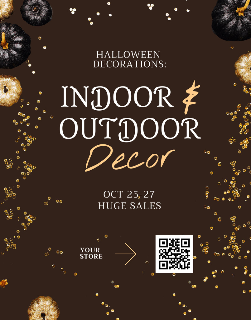 Awesome Halloween Decor And Pumpkin Promotion Poster 22x28in Tasarım Şablonu