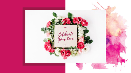 Designvorlage Love Wishes in Flowers Frame für Youtube