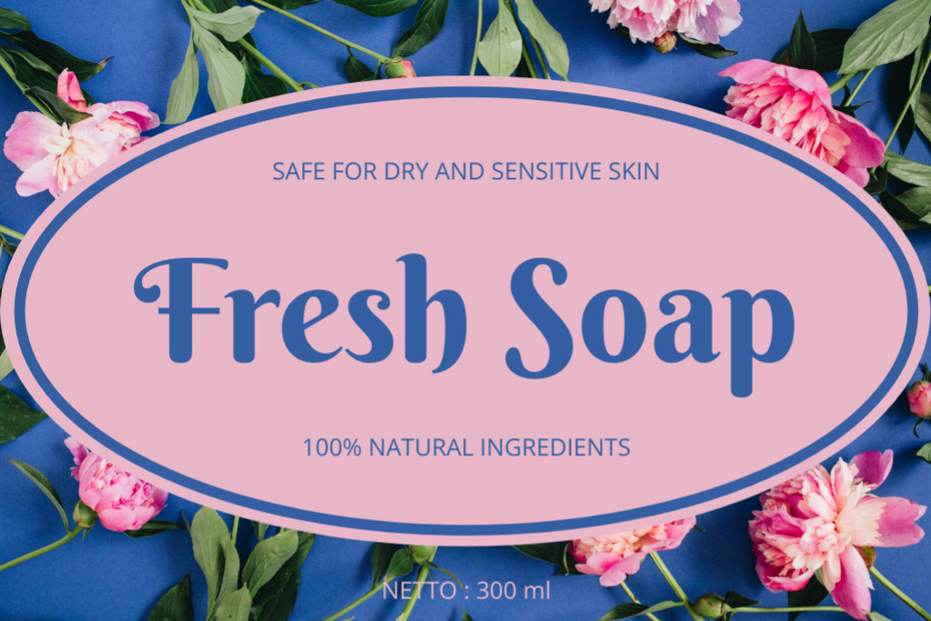 Template di design Soap For Sensitive Skin With Flowers Offer Label