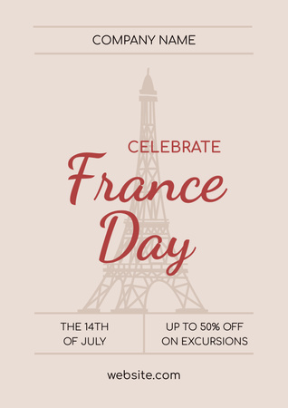 French National Day Celebration Announcement Poster Tasarım Şablonu