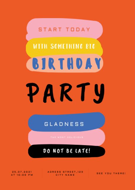 Birthday Party's Bright and Simple Announcement Invitation Tasarım Şablonu