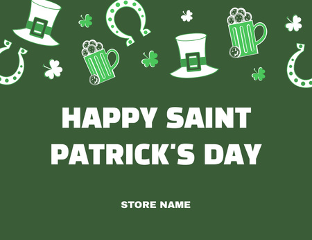 St. Patrick's Day Greeting from Store Thank You Card 5.5x4in Horizontal Design Template