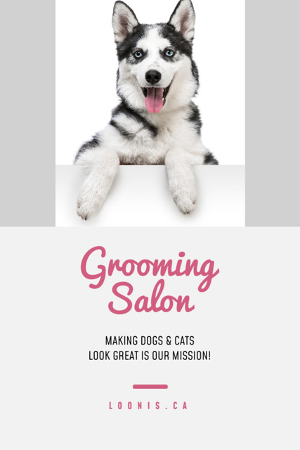Designvorlage Grooming Salon Services Ad with Dog für Flyer 4x6in