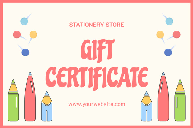 School Shop Gift Voucher with Colored Pencils Gift Certificate Πρότυπο σχεδίασης