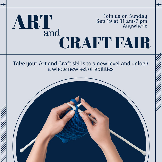 Knitting Craft and Art Fair Announcement Instagram tervezősablon