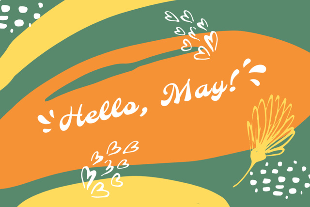 Plantilla de diseño de Colorful May Day Congrats With Hearts Postcard 4x6in 