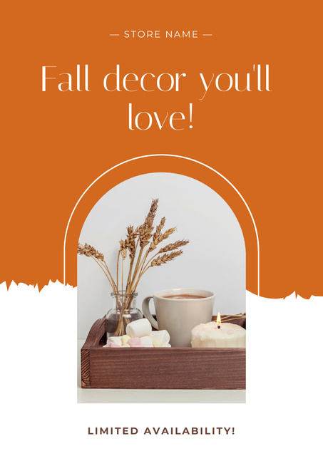 Seasonal Home Decor Offer With Candle And Cup Posterデザインテンプレート