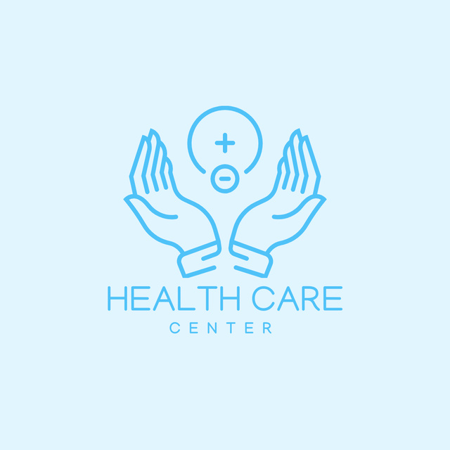 Medical Care Symbol with Caring Hands Logo 1080x1080px Modelo de Design