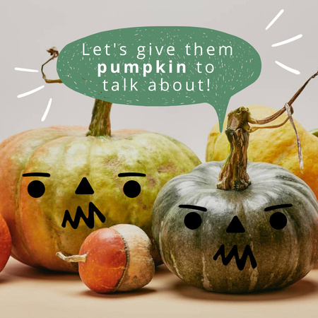Pumpkins with Funny Faces Instagramデザインテンプレート