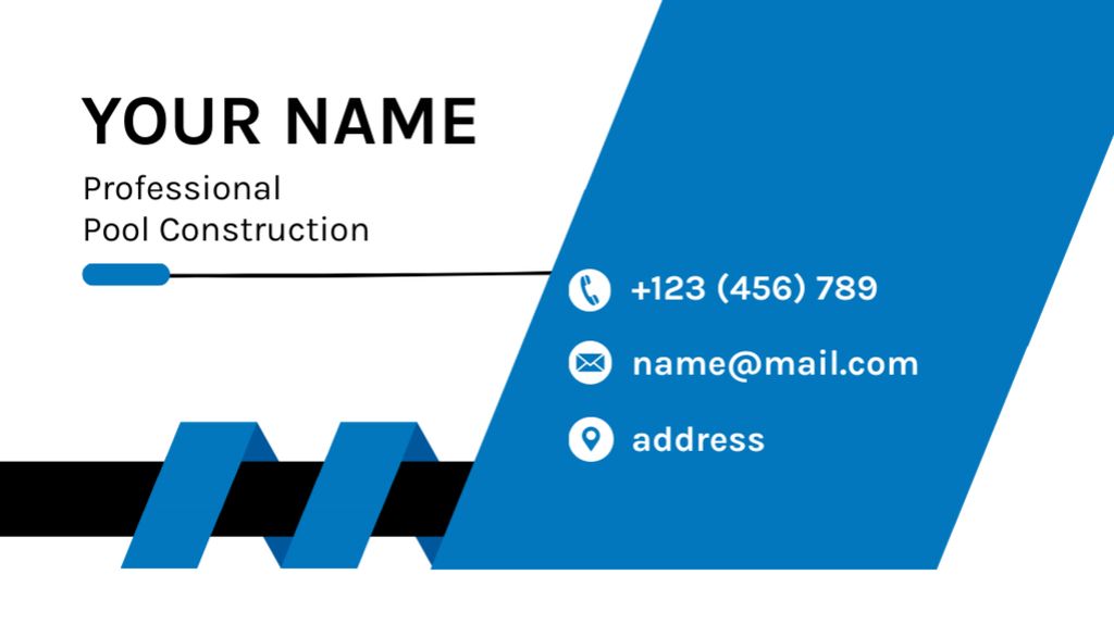 Professional Pool Construction Business Card US Tasarım Şablonu