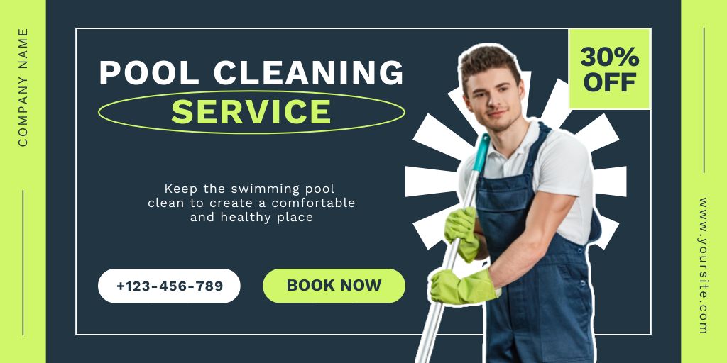 Reliable Pool Cleaning Services With Discounts And Booking Twitter tervezősablon