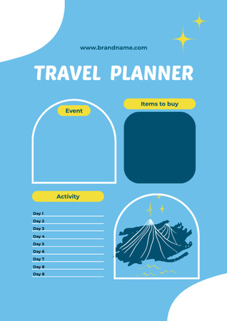 Travel Planner with Illustration of Mountains and Stars Schedule Planner Design Template
