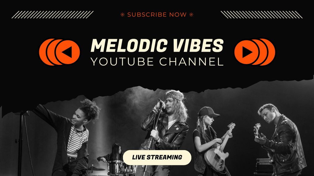 Modèle de visuel Music Blog Promotion with Rock Band - Youtube Thumbnail