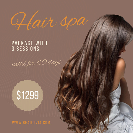 Hair Treatment Offer with Beautiful Woman Instagram Design Template