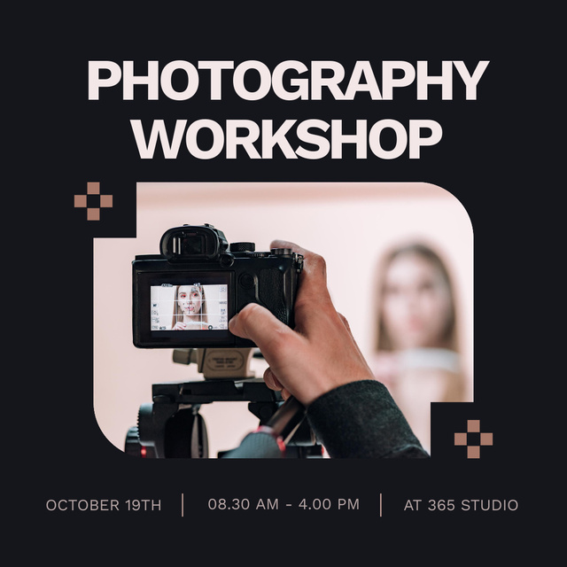 Designvorlage Photography Workshop on Black für Instagram