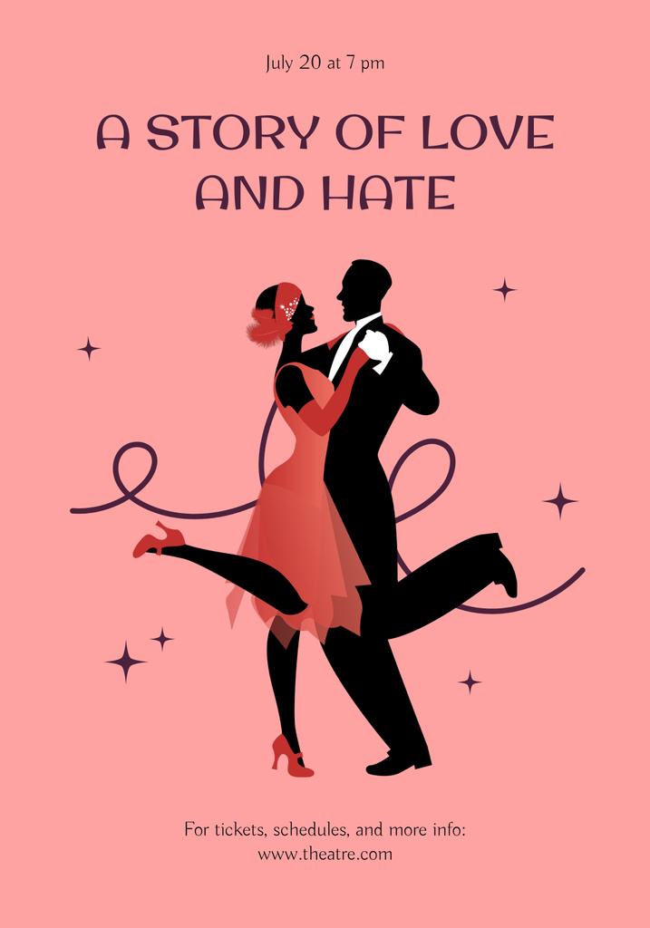 Modèle de visuel Theatrical Show Announcement with Dancing Couple - Poster 28x40in