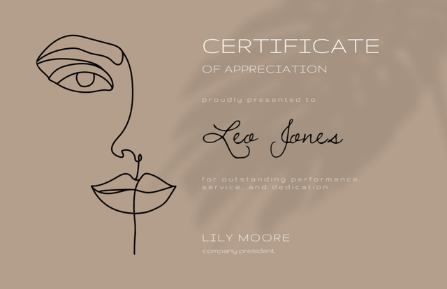 Appreciation for Performance and Service Certificate 5.5x8.5in Design Template