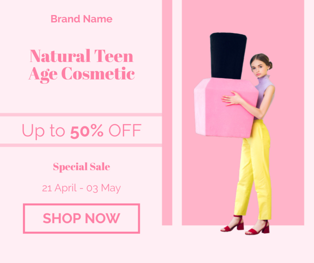 Natural Cosmetics For Teens Sale Offer Facebook Design Template