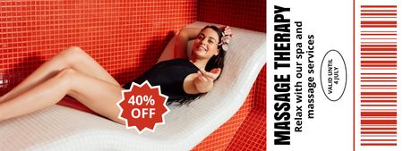Massage Services Promotion with Smiling Young Woman Coupon Design Template