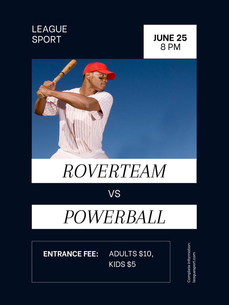 Thrilling Baseball Tournament Event Promotion Poster US Modelo de Design