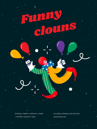 Circus Show Announcement with Funny Clown Poster US Design Template