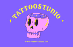 Tattoo Studio Services With Cute Skull Illustration