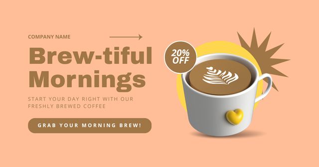 Excellent Coffee For Breakfast At Discounted Rates Offer Facebook AD Design Template