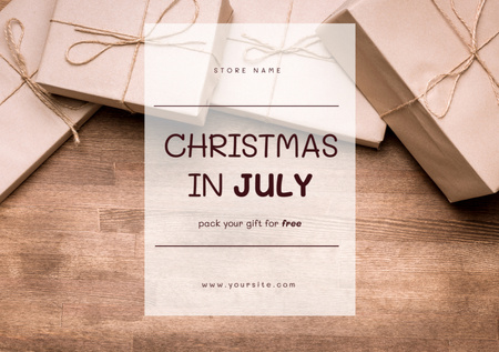 Gift Wrapping For Christmas In July Postcard A5 Design Template