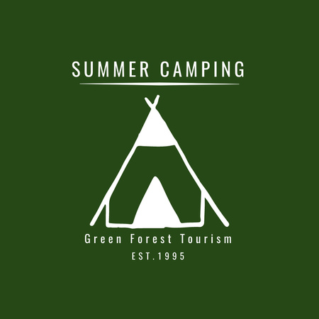 Green Tourism Offer with Tent Logo 1080x1080pxデザインテンプレート