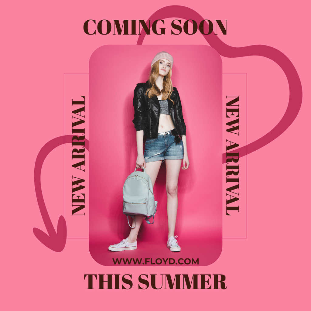 Summer Street Style Fashion Collection Pink Instagram Design Template