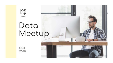 Data Meetup Announcement with Programmer FB event cover Design Template