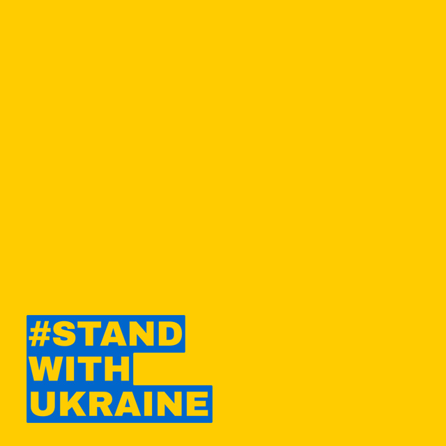 Stand with Ukraine Phrase in Flag Colors Yellow and Blue Instagram tervezősablon
