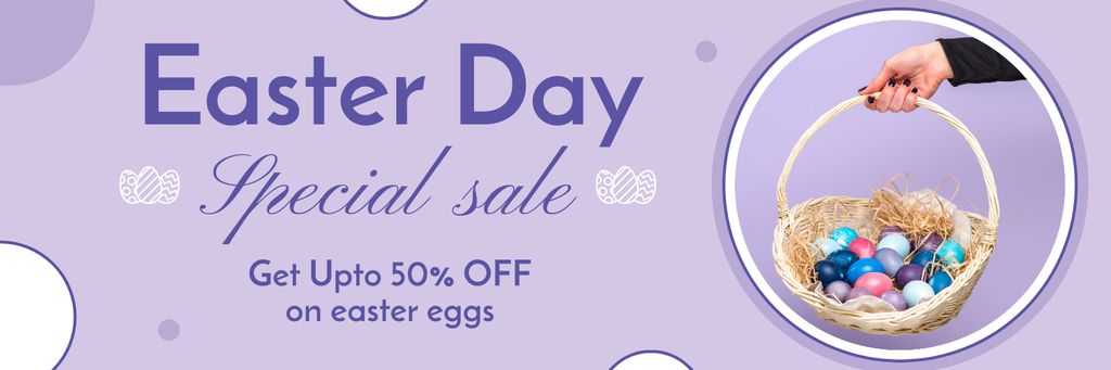 Template di design Colorful Easter Eggs in Wicker Basket for Easter Sale Twitter