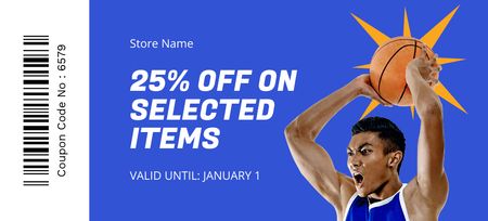 Basketball Store Discount Coupon 3.75x8.25in Design Template