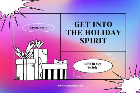 Christmas Gifts In July Offer With Slogan In Gradient Postcard 4x6in Design Template
