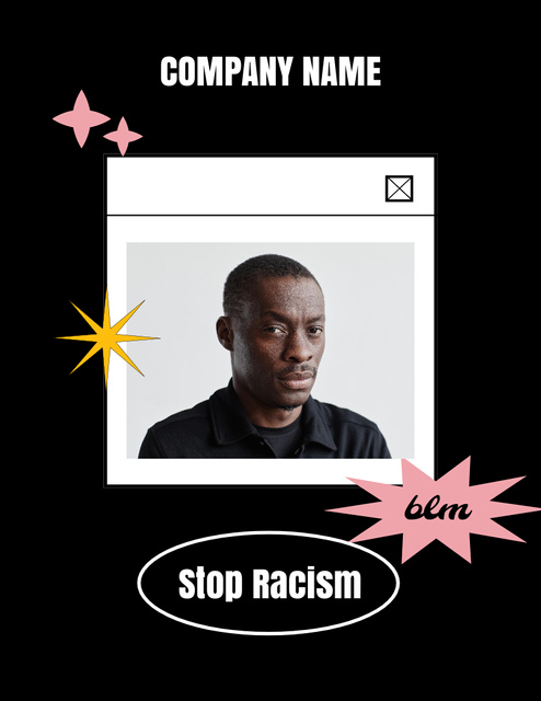 Protest against Racism with African American Man Poster 8.5x11in Πρότυπο σχεδίασης