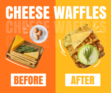 Peynirli Waffle Pişirmek için Malzemeler Facebook Tasarım Şablonu
