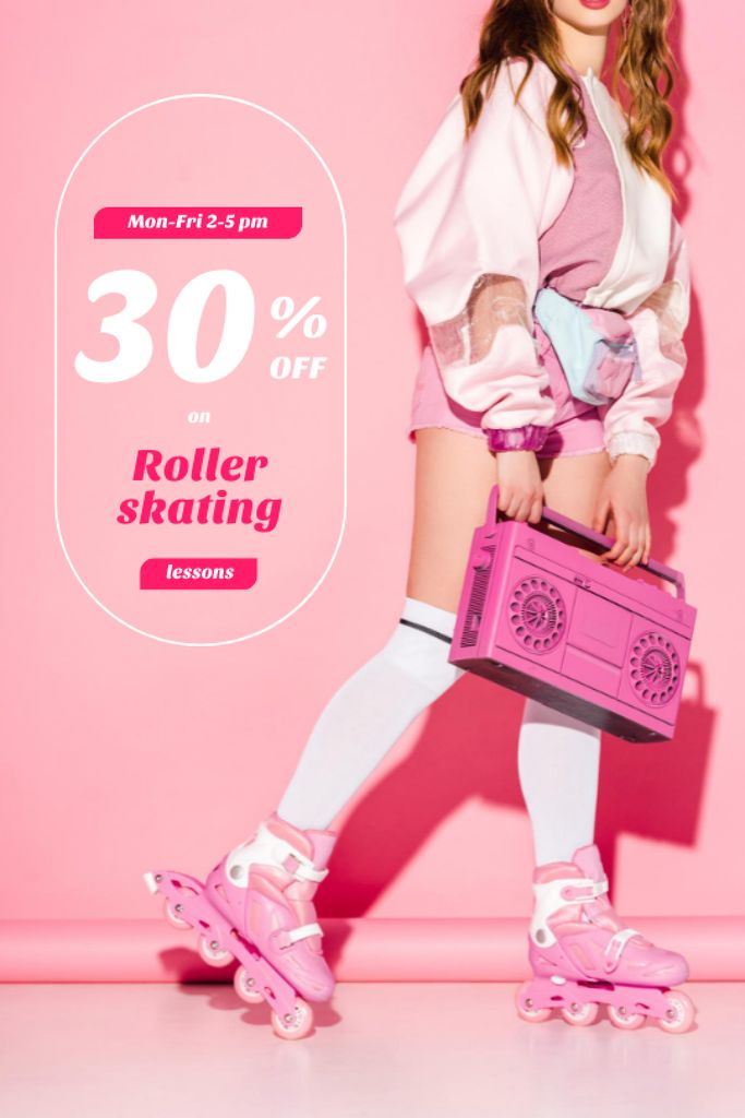 Happy Hour Offer with Girl Rollerskating Tumblr Modelo de Design